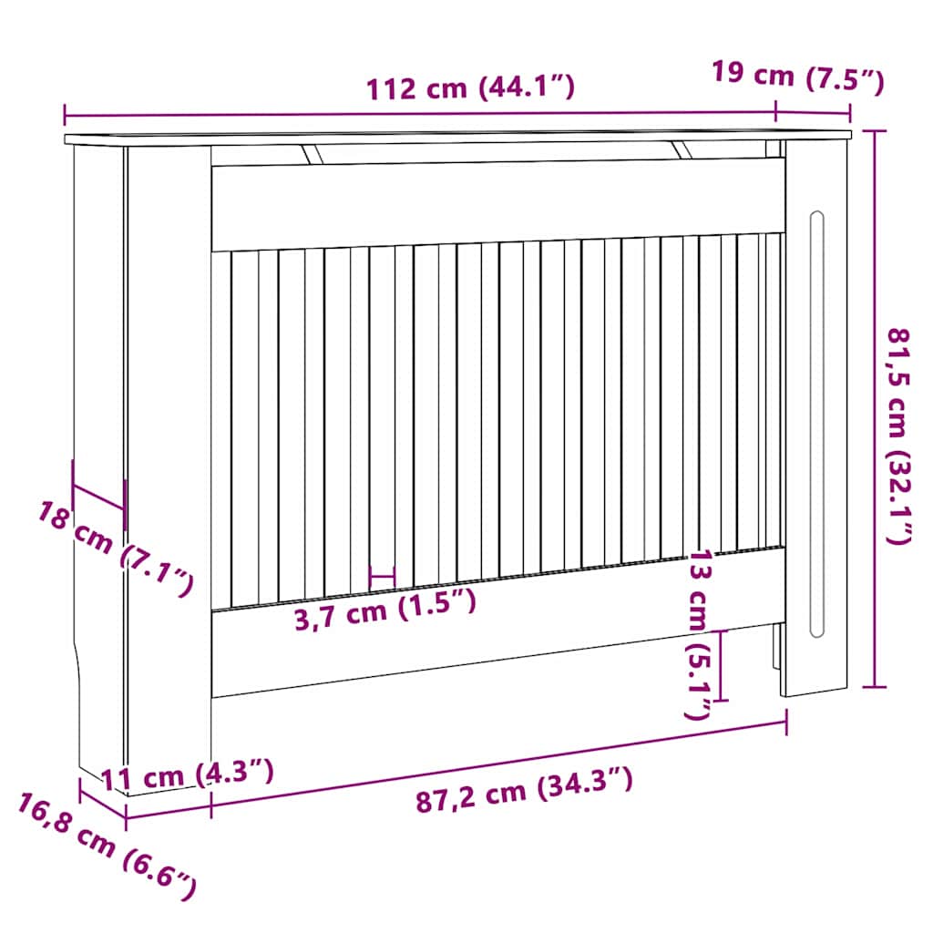 Radiatorcover 2 Pcs Grijs 112X19X81.5Cm Engineeredhout