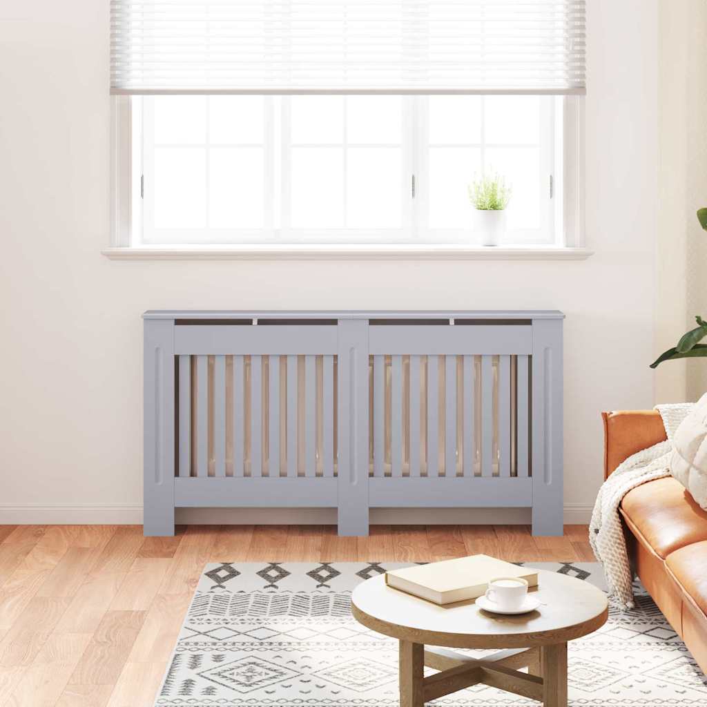 Radiatorafdekking 2 Pcs Grijs 152X19X81.5Cm Bewerkt Hout