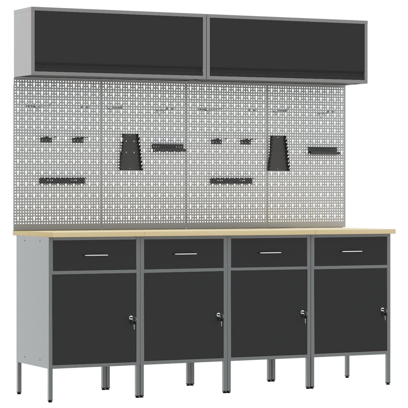 Werk Cabinet Met Lade Met Opslag 10 Pcs 200 X 55 X 200 Cm Zwart