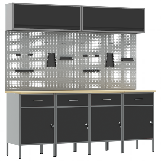 Werk Cabinet Met Lade Met Opslag 10 Pcs 200 X 55 X 200 Cm Zwart