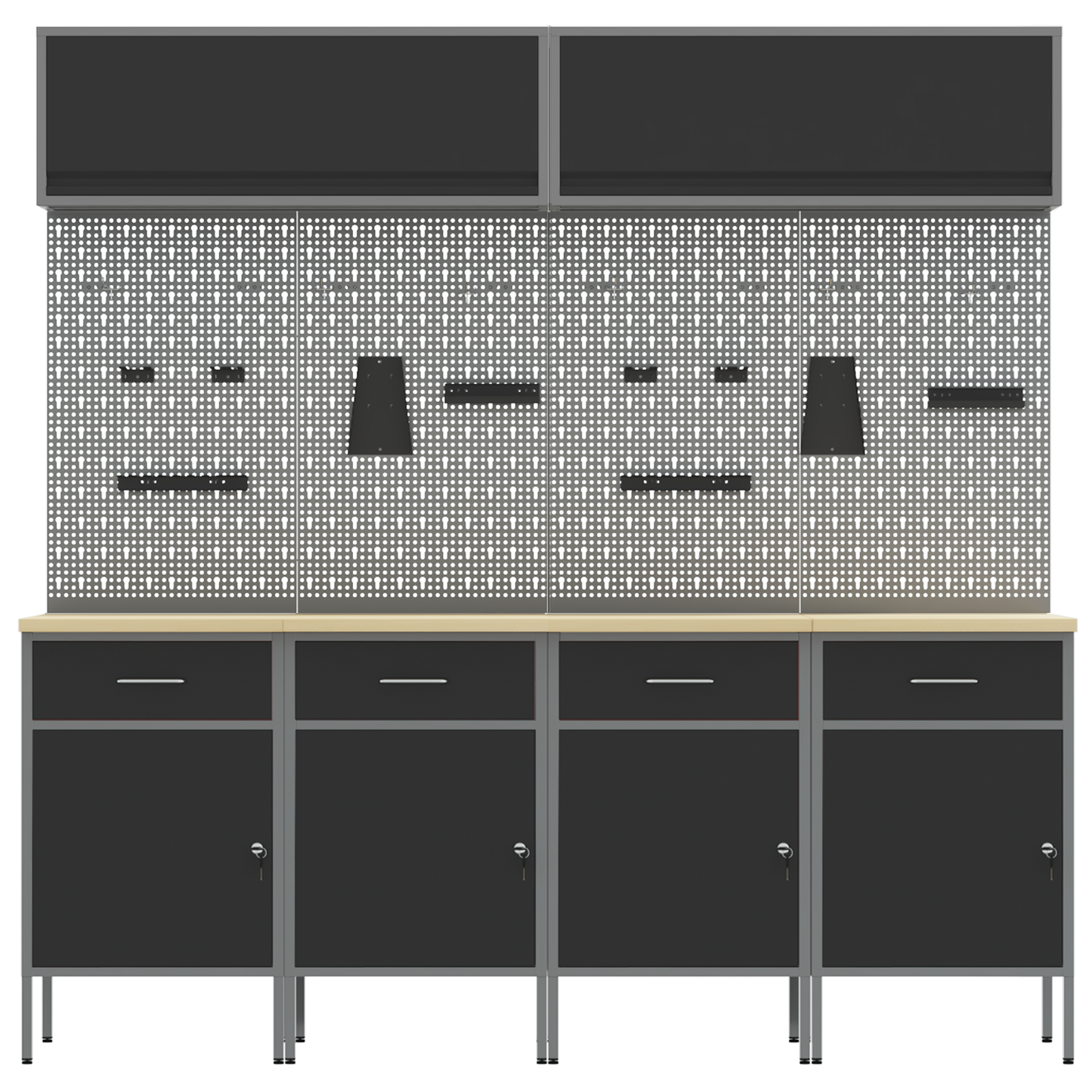 Werk Cabinet Met Lade Met Opslag 10 Pcs 200 X 55 X 200 Cm Zwart