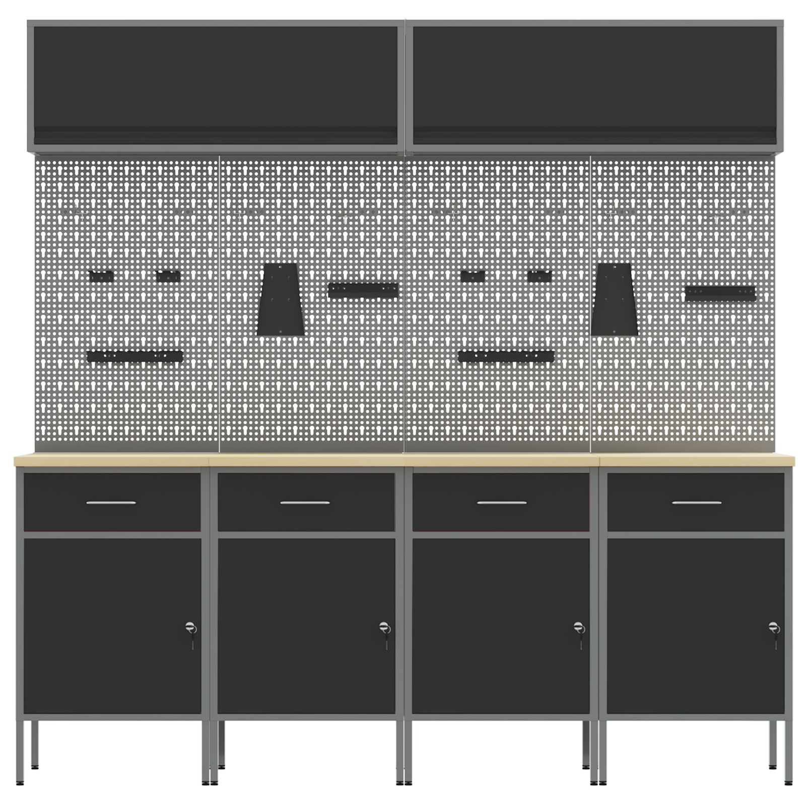 Werk Cabinet Met Lade Met Opslag 10 Pcs 200 X 55 X 200 Cm Zwart