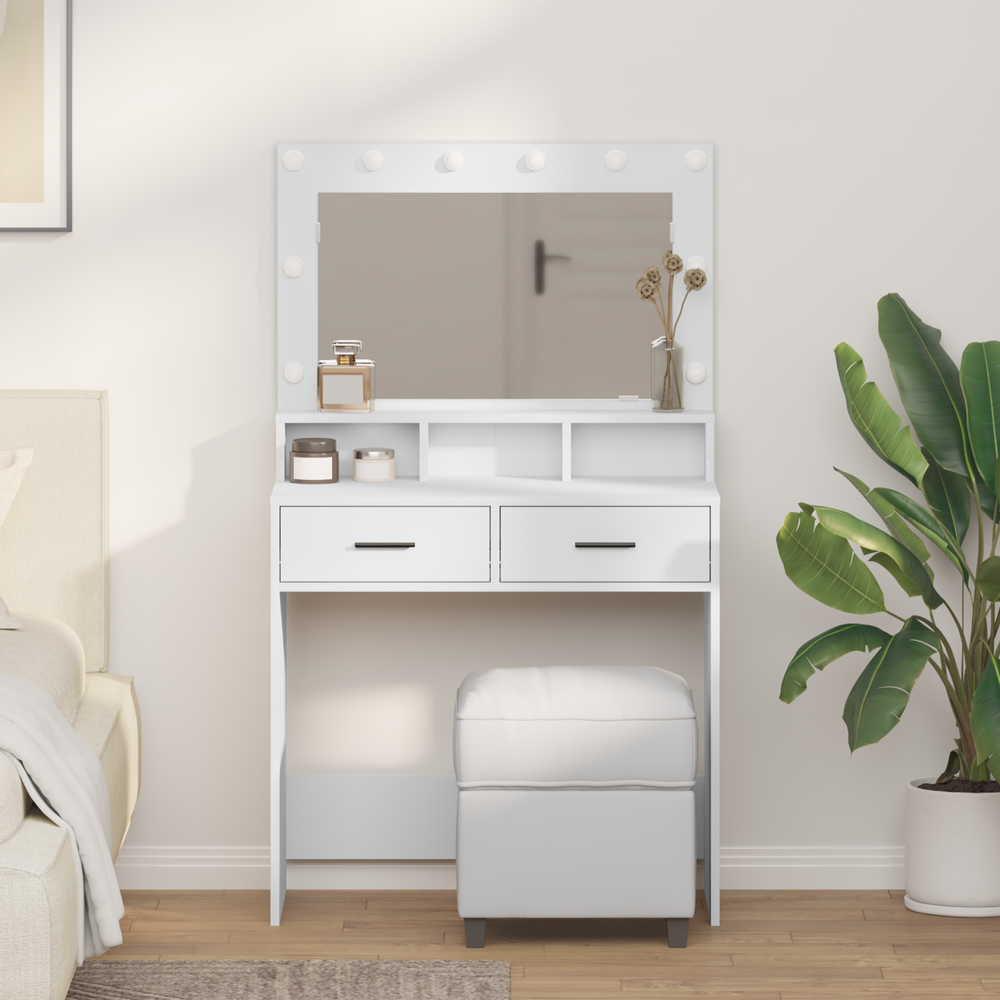 Kaptafel Met Lade Bewerkt Hout