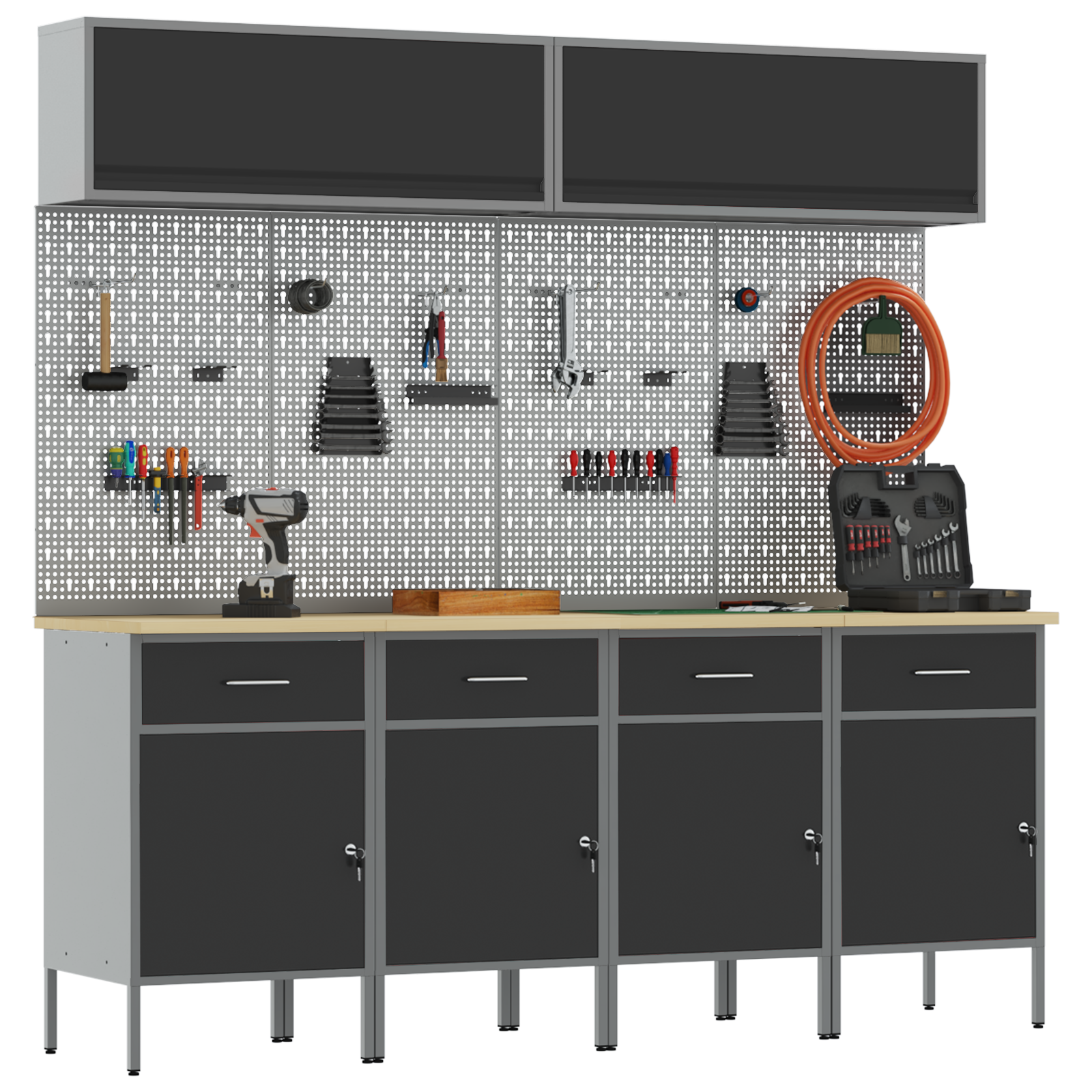 Werk Cabinet Met Lade Met Opslag 10 Pcs 200 X 55 X 200 Cm Zwart